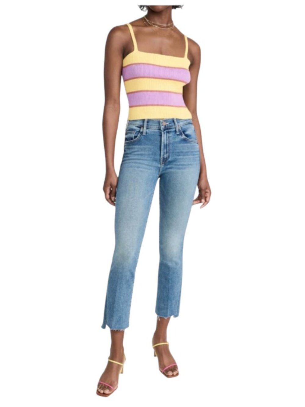 Mother the Insider Crop Step Fray Jeans Womens 27 Blue Juicin High Rise Denim